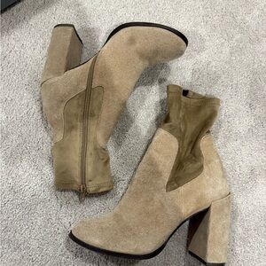 Beige Suede Ankle Boots